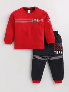 BAESD Boys Red Printed T-shirt with Trousers