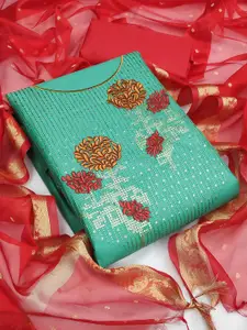 MANVAA Floral Embroidered Unstitched Dress Material