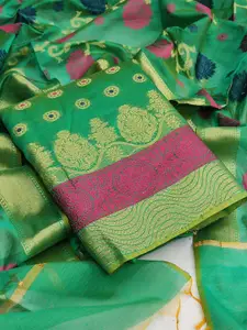 MANVAA Ethnic Motifs Woven Design Banarasi Jacquard Unstitched Dress Material