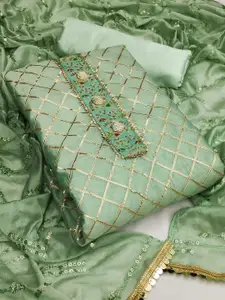 MANVAA Geometric Embroidered Gotta Patti Unstitched Dress Material