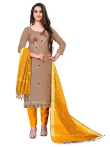 MANVAA Floral Embroidered Sequinned Unstitched Dress Material