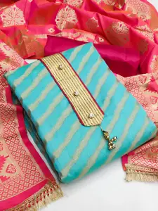 MANVAA Striped Woven Design Unstitched Dress Material