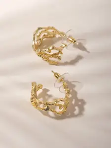 XPNSV Gold-Plated Circular Half Hoop Earrings