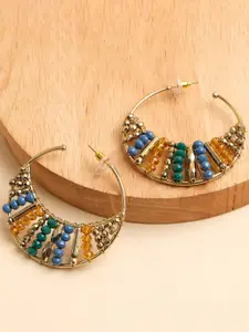 XPNSV Gold-Toned & Multicoloured Hoop Earrings