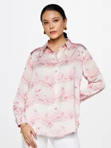 AND Cream-Coloured Floral Print Shirt Style Top