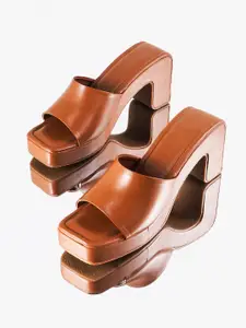 THE WHITE POLE Open Toe Open Back Platform Heels