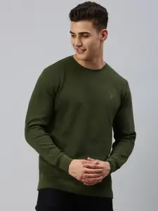 SPORTO Self Design Ribbed Pullover Sweatshirt