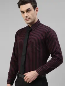 Hancock Modern Slim Fit Vertical Striped Spread Collar Pure Cotton Formal Shirt