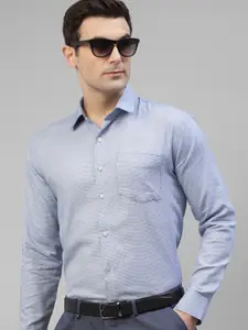Hancock Modern Slim Fit Micro Ditsy Self Design Spread Collar Pure Cotton Formal Shirt