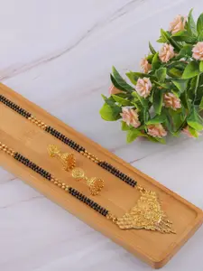 Anouk Gold-Plated Beaded Mangalsutra With Earrings