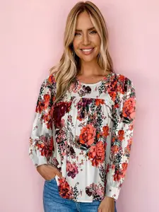 StyleCast White Floral Printed Top