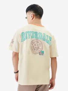 The Souled Store Off White Archie: Riverdale Varsity Printed Oversized Pure Cotton T-shirt