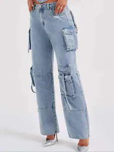 LULU & SKY Women Straight Fit Low-Rise Cargo Jeans