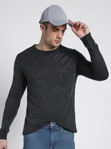 Dennis Lingo Men Charcoal Colourblocked Pullover