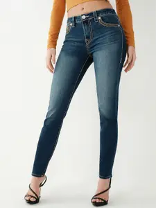 True Religion Women Skinny Fit Clean Look Heavy Fade Stretchable Jeans