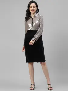 DEEBACO Embellished Shirt With Skirt Co-Ords