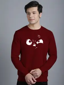 Friskers Men Maroon Printed Sweatshirt
