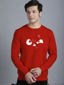 Friskers Men Red Printed Sweatshirt