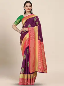KALINI Ethnic Motifs Woven Designed Zari Banarasi Saree