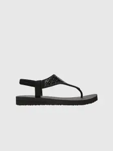 Skechers Women Embellished T-Strap Flats