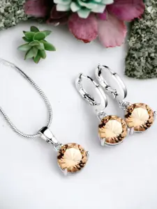 Designs & You Silver-Plated Cubic Zirconia Studded Pendant Set