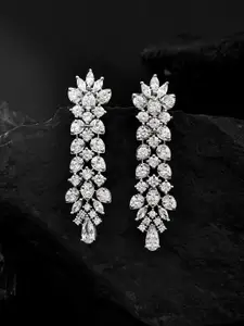Voylla Rhodium-Plated Cubic Zirconia-Studded Earrings