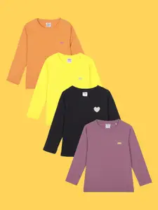 Anthrilo Girls Pack Of 4 Round Neck Long Sleeves T-shirt