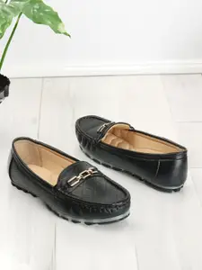 FASHIMO Women Textured Lightweight Comfort Insole Horsebit Loafers