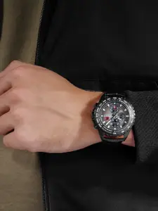 SWISS MILITARY HANOWA Men Textured Dial & Leather Straps Chronograph Swiss Made Watch