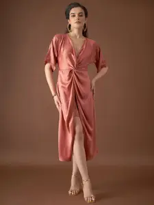 MABISH by Sonal Jain V-Neck A-Line Midi Satin Dress