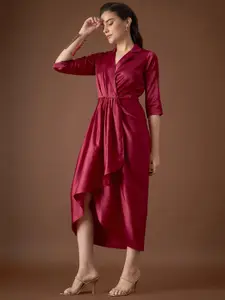 MABISH by Sonal Jain Spread Collar High-Low Satin A-Line Dress