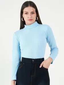 Bitterlime Long Sleeves Turtle Neck Cotton Fitted Top
