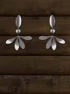 Adwitiya Collection Silver-Plated Floral Drop Earrings