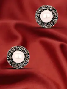 Adwitiya Collection Silver-Plated Classic Stud Earrings