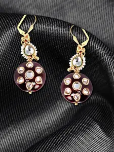 Adwitiya Collection Maroon Floral Drop Earrings