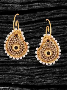 Adwitiya Collection Gold Plated Artificial Stones and Beads-Studded Drop Earings