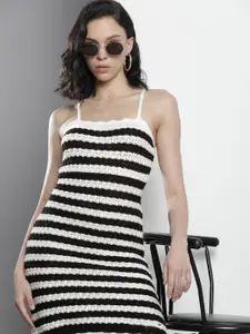 Tommy Hilfiger Striped Crochet Sleeveless Sheath Dress