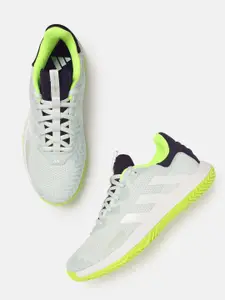 ADIDAS Men Woven Design Round-Toe Sole Match Control Tennis Shoes with Striped Detail