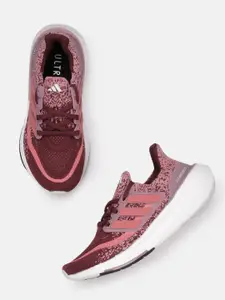 ADIDAS Women Woven Design Round-Toe Ultraboost Light Running Shoes with Striped Detail