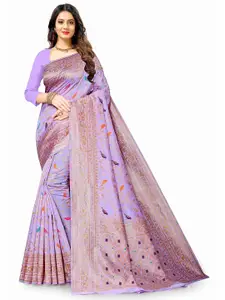 NIWAA Violet Woven Design Zari Silk Blend Designer Banarasi Saree