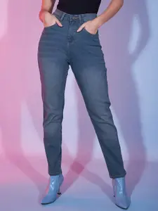 DressBerry Women Blue Comfort Boyfriend Fit High-Rise Stretchable Jeans