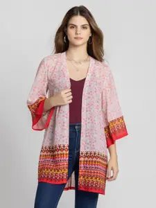 SHAYE Floral Printed Open Front Shrug