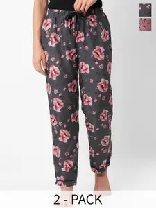 NOIRA Women Pack of 2 Floral Printed Lounge Pants