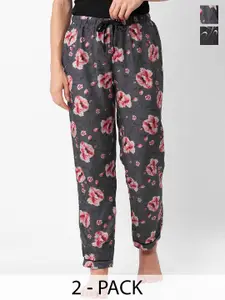 NOIRA Women Pack of 2 Floral Printed Lounge Pants