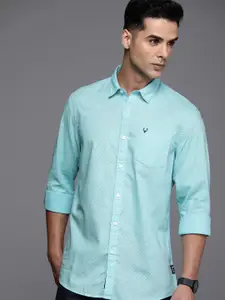 Allen Solly Sport Cotton Linen Geometric Printed Custom Slim Fit Casual Shirt