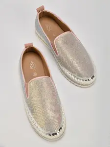 THE WHITE POLE Women Gold-Toned Loafers