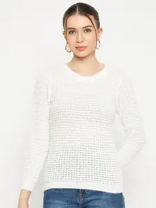 CREATIVE LINE Open Knit Self Design Woollen Pullover Sweater