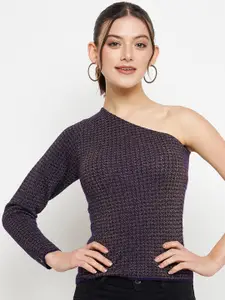 CREATIVE LINE Self Designed One Shoulder Fitted Woollen Top
