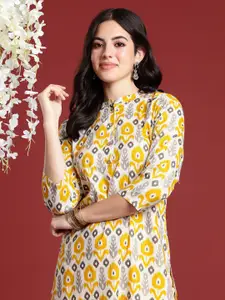 Anouk Ethnic Motifs Ikat Dyed Pure Cotton Kurta