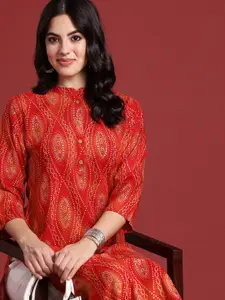Anouk Women Bandhani Printed Straight Kurta